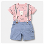 Suspender Style Tee&HalfPant